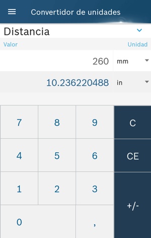 bosch toolbox Convertidor de unidades